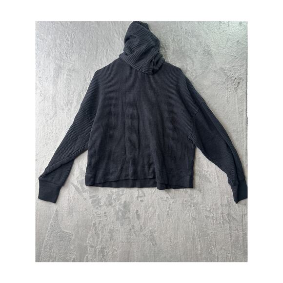 GAP Waffle Knit Hoodie – Washed Black – Size XL - Picture 3 of 6